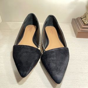 Black Suede and Animal Hair Textures Flats